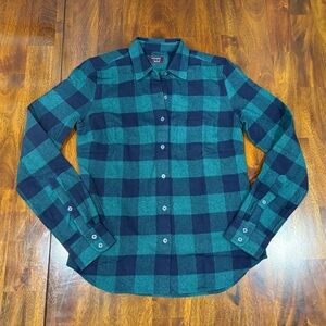 NWOT! UNTUCKit Checkered 100% Cotton Flannel | Blue & Green | Size 0